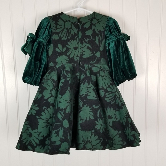 David Charles Girls 2 YRS Green Brocade Dress Jacquard Special Occasion Holiday - Picture 3 of 15